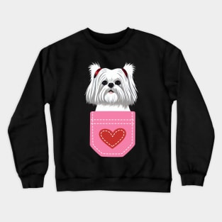 Fluffy Cute Crusty White Dog of Maltese Shih Tzu Crewneck Sweatshirt